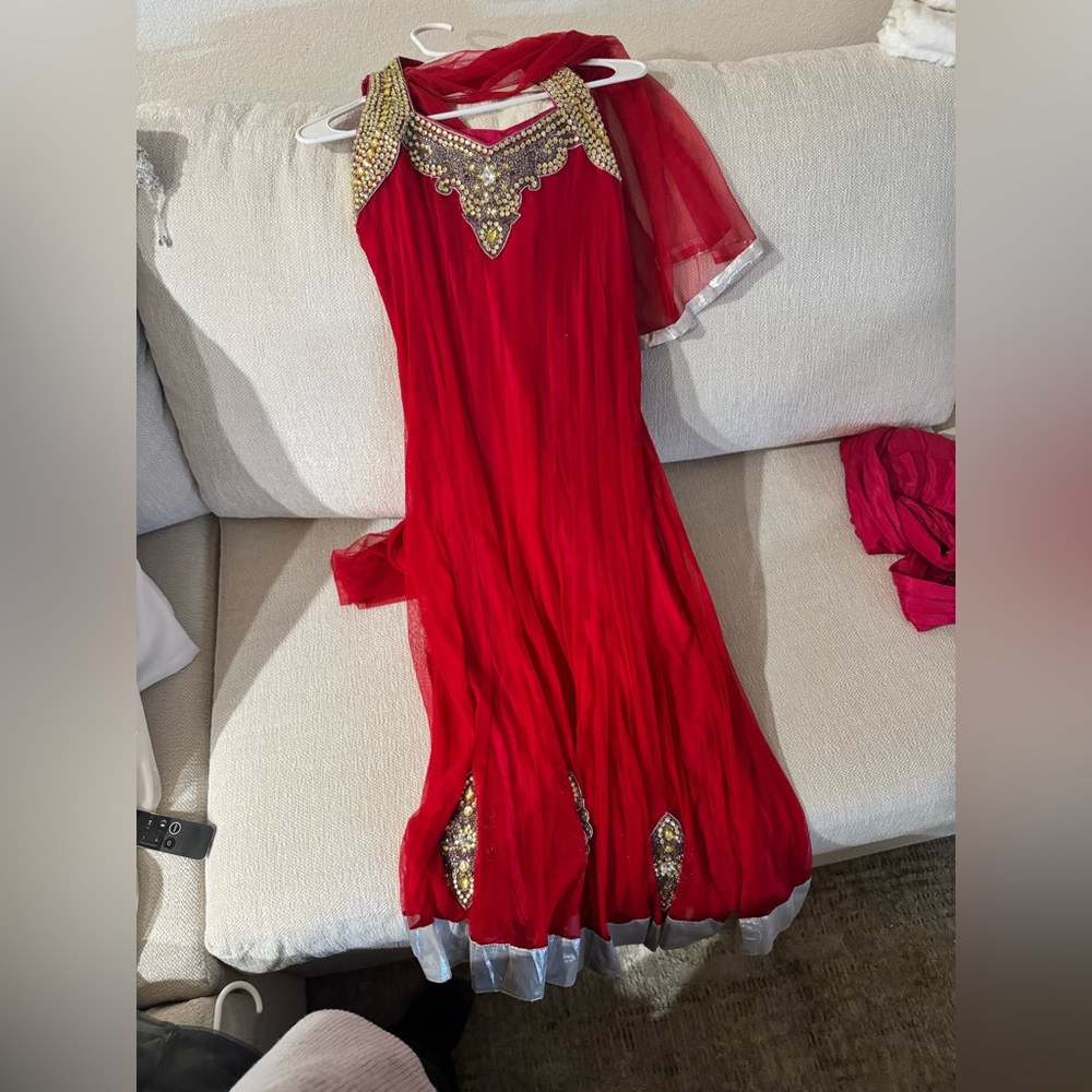 Elegant Red salwar with Gold Accents